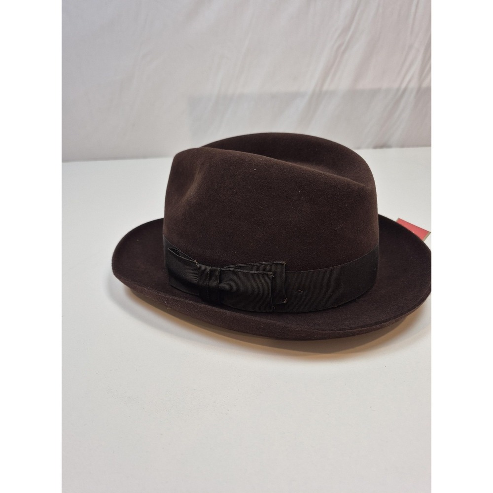 Christys' London Fedora Hat Trilby Fitted Mens 7 1/8 Brown Felt Lined England